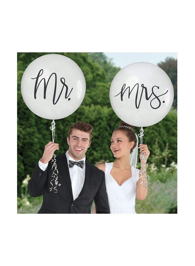 أمسكان مجموعة بالون لحفلات الزفاف بطبعة ".Mrs" و".Mr" مكونة من قطعتين - Image 2