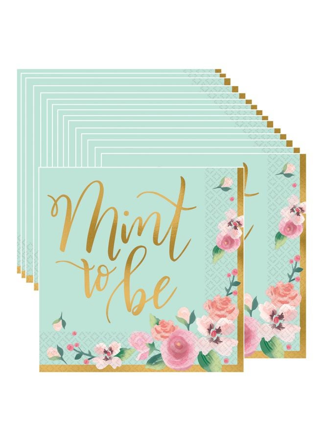 Amscan 16-Piece Mint To Be Beverage Napkin Set 25cm - Image 1