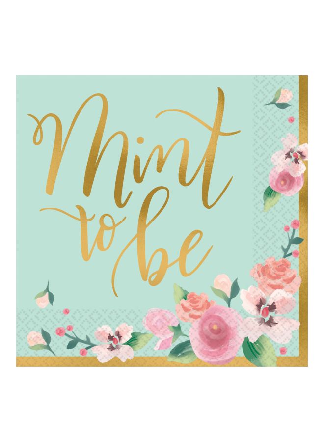 Amscan 16-Piece Mint To Be Beverage Napkin Set 25cm - Image 2