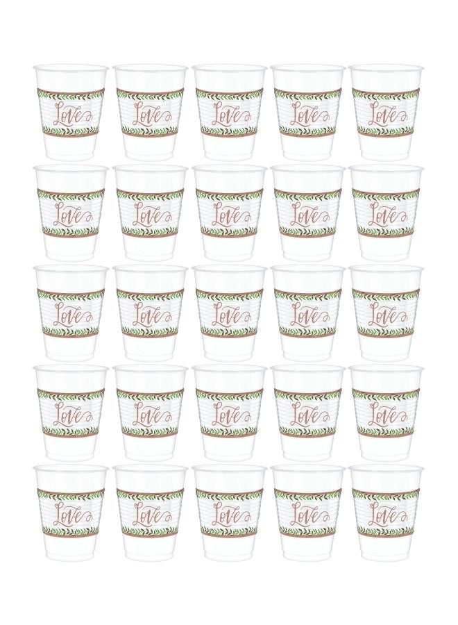 Amscan 25-Piece Love And Leaves Plastic Cup Set - Image 1