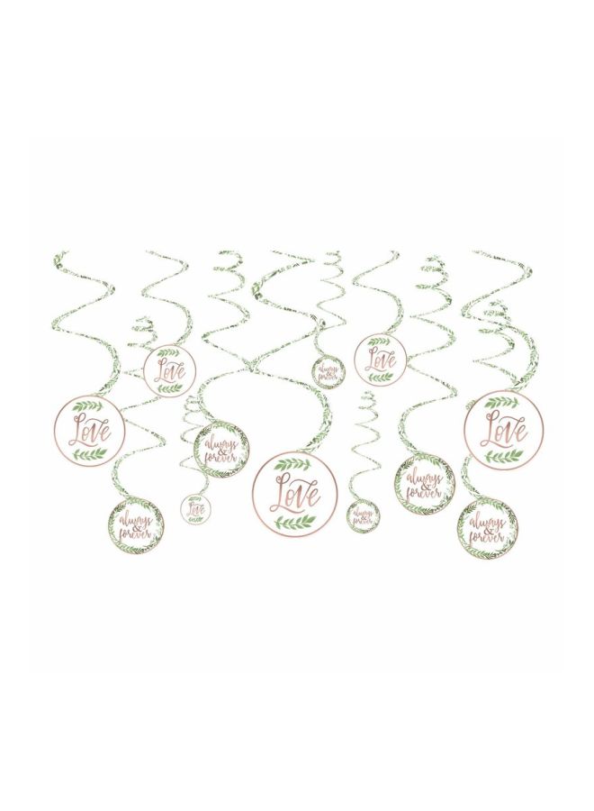 Amscan 12-Piece Love And Leaves Spiral Decoration Set - Image 1