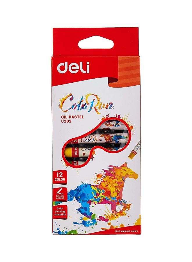 ديلي مجموعة ألوان باستيل زيتية من 12 قطعة أزرق/أحمر/أصفر - Image 1