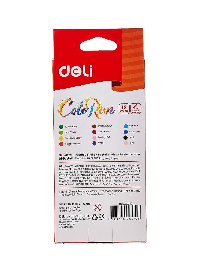 Deli 12-Piece Oil Pastel Colour Set Yellow/Blue/Red - Image 2