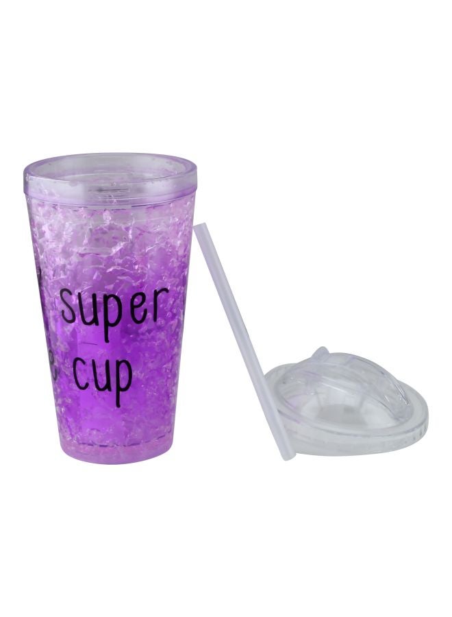 Home Super Cup Printed Plastic Frosty Cup Purple/Black/Clear 10.5x20x11cm - Image 2
