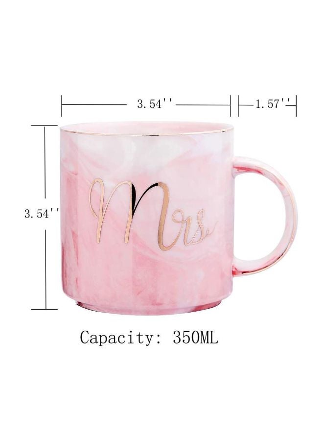 East Lady 2-Piece Mr Mrs Printed Ceramic Mug Set Pink/Grey 700ml  - Image 2