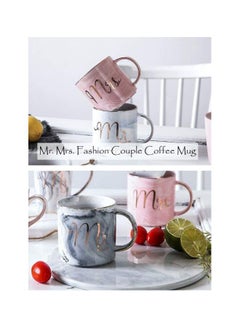 East Lady 2-Piece Mr Mrs Printed Ceramic Mug Set Pink/Grey 700ml  - Image 5