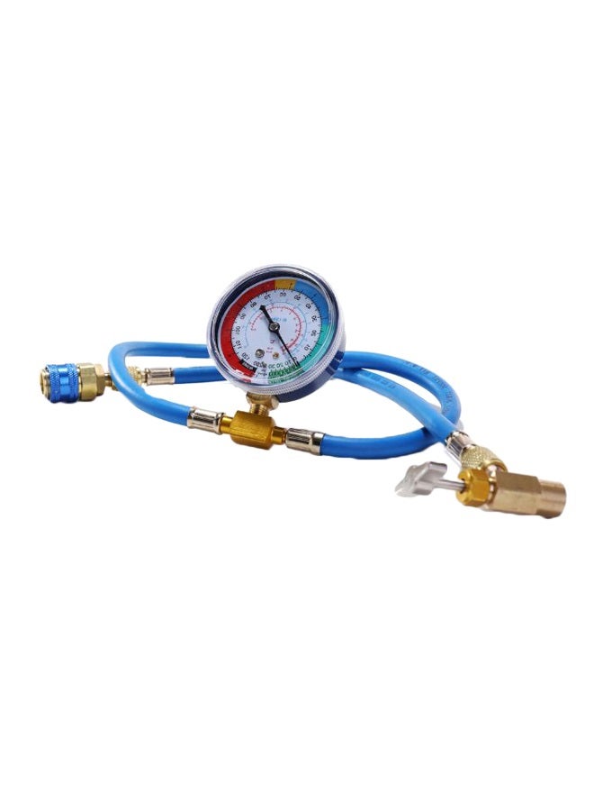 Generic - Car Air Conditioning Refrigerant Measuring Gauge With Hose Blue/Gold/Silver - Image 1