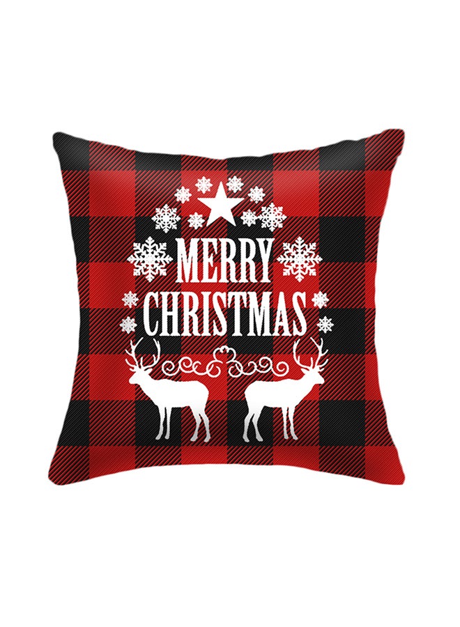 Merry Christmas Printed Decorative Pillow Red/Black/White 18x18inch