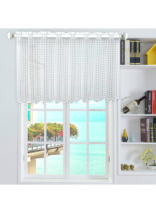 Grid Style Short Sheer Curtain Clear 45 x 150centimeter 