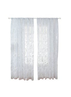 Feather Print Window Screen Curtain White 100 x 200cm