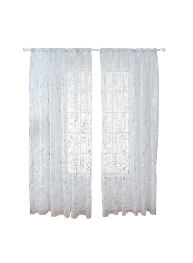 Generic - Feather Print Window Screen Curtain White 100 x 200cm - Image 1