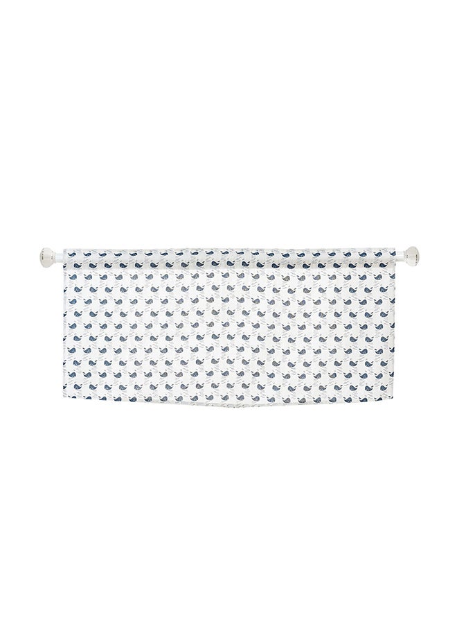 Sea Whale Printed Short Semi-Sheer Window Curtain White/Blue/Grey 45 x 150cm 