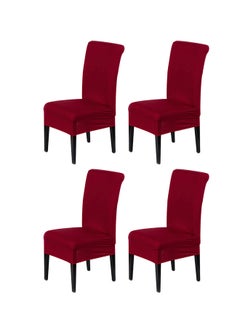 4-Piece Solid Pattern Universal Stretch Chair Cover Set Red 50 x 60centimeter