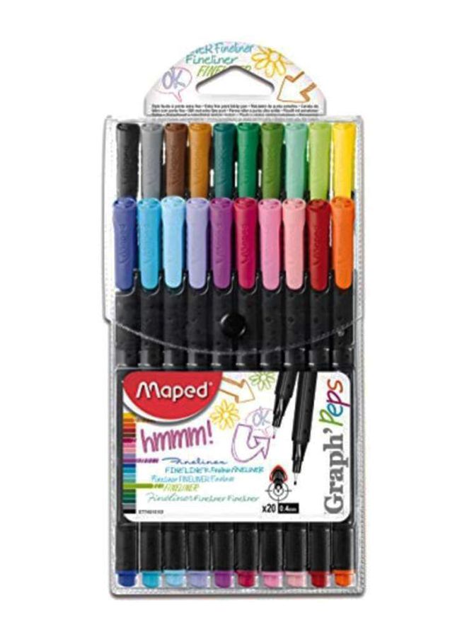 مابد أقلام جراف بيبس بسن مدببة من اللباد بخط رفيع بسمك 0.4 مم من 20 قطعة متعدد الألوان