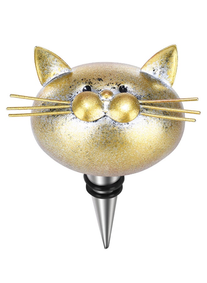 TOOARTS Cat Pattern Wine Bottle Stopper Gold/Black/Silver 14 x 8cm  - Image 1