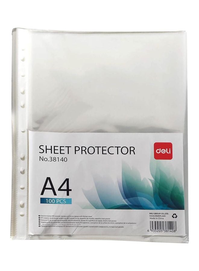 Deli - Pack Of 100 A4 Sheet Protector Clear - Image 1