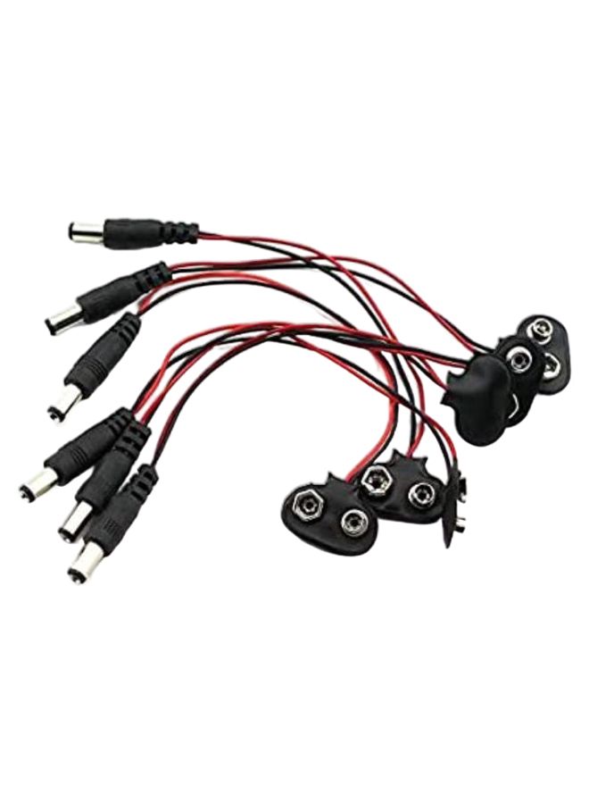 6-Piece Battery Snap Power Cable To DC 9V Clip Male Line Battery Adapter Black/Red 14centimeter  - Image 1