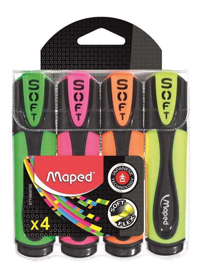 Maped 4-Piece Fluo Peps Ultra Soft Highlighter Set Multicolour 