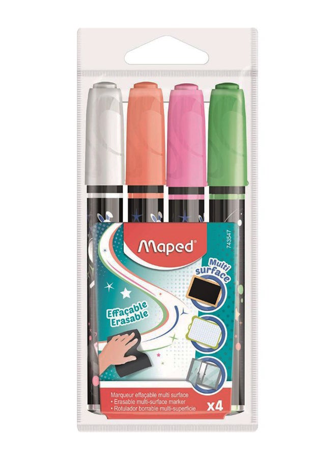 مابد مجموعة أقلام ماركر قابل للمسح لأسطح متعددة من 4 قطع متعدد الألوان