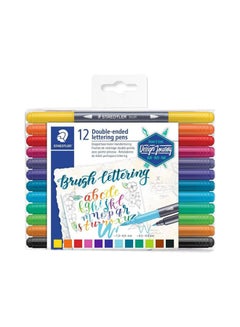 STAEDTLER 12-Piece Double Ended Lettering Pen Set Multicolour 