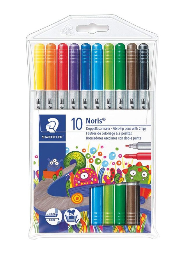 STAEDTLER 10-Piece Noris Double Ended Fibre Tip Pen Set Multicolour