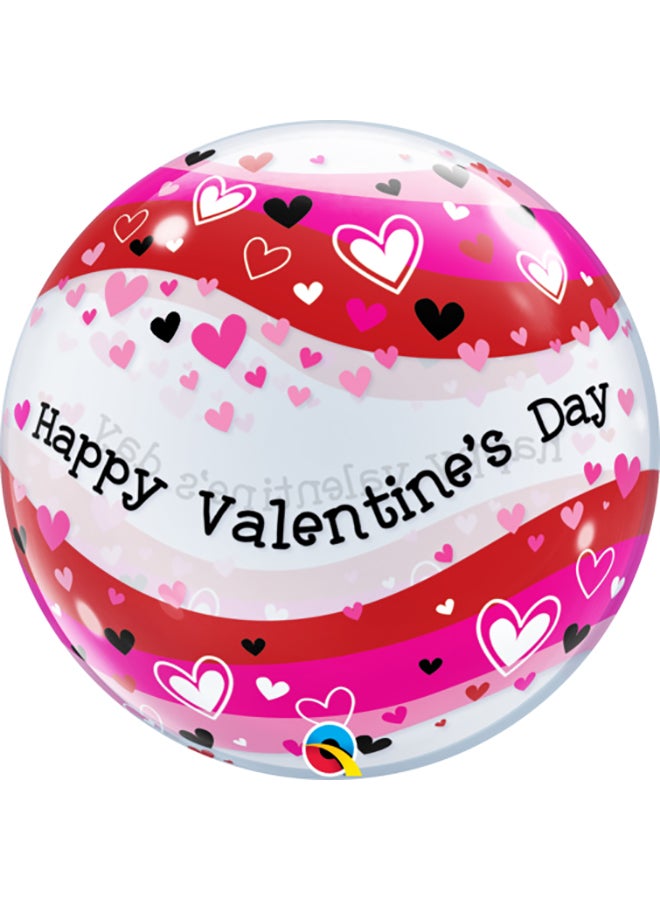 Qualatex - Happy Valentines Day Printed Bubble Balloon 22inch - Image 1