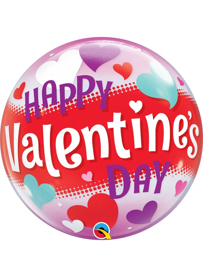 Qualatex - Happy Valentines Day Printed Bubble Balloon 22inch - Image 1