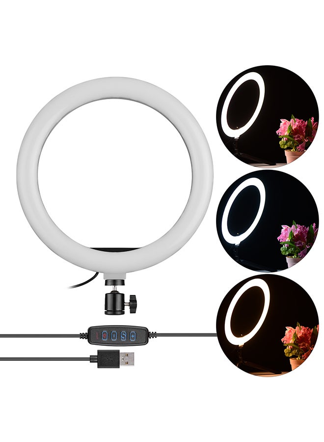 مصباح LED حلقي بإضاءة قابلة للتعتيم أسود/ أبيض - Image 4