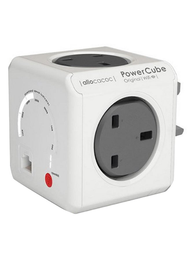 Allocacoc 4-Way Power Cube Original Socket White/Grey 10cm - Image 1