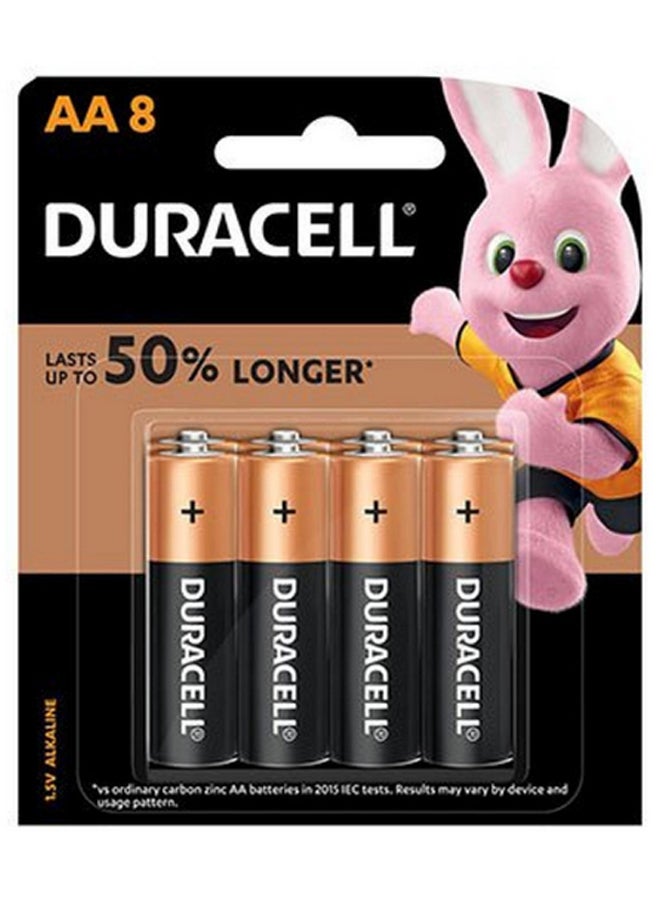 دوراسيل مجموعة بطاريات قلوية فائقة من 8 قطع ذهبي وردي/أسود