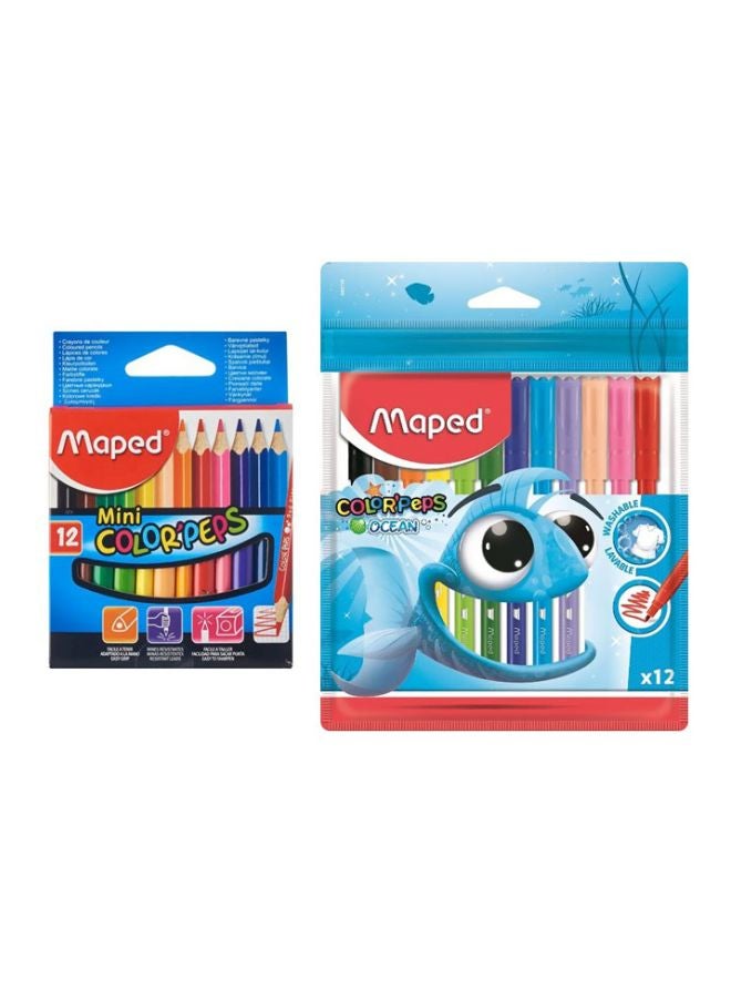 Maped 24-Piece Color Peps Colour Pencil Set Red/Blue/Green
