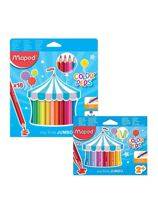 مابد مجموعة أقلام رسم كولور بيبس من 30 قطعة أحمر/ أصفر/أخضر