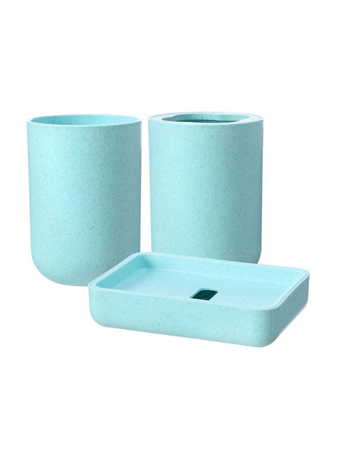 Miniso - 3-Piece Bathroom Accessory Set Blue - Image 1