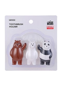 Miniso 3-Piece We Bare Bears Toothbrush Holder Set White/Brown/Black  - Image 3