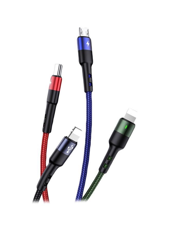 Usams 4-In-1 Braided Charging Cable Blue/Black/Green - Image 4