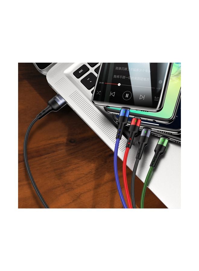 Usams 4-In-1 Braided Charging Cable Blue/Black/Green - Image 3