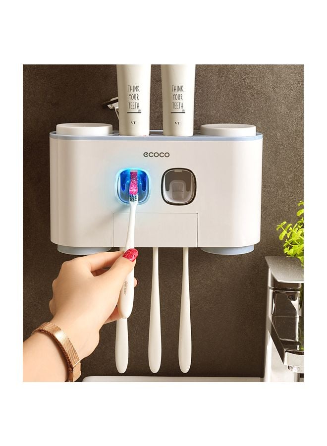 ecoco 2-In-1 Toothpaste Dispenser Toothbrush Holder Blue/White 260x155mm - Image 4