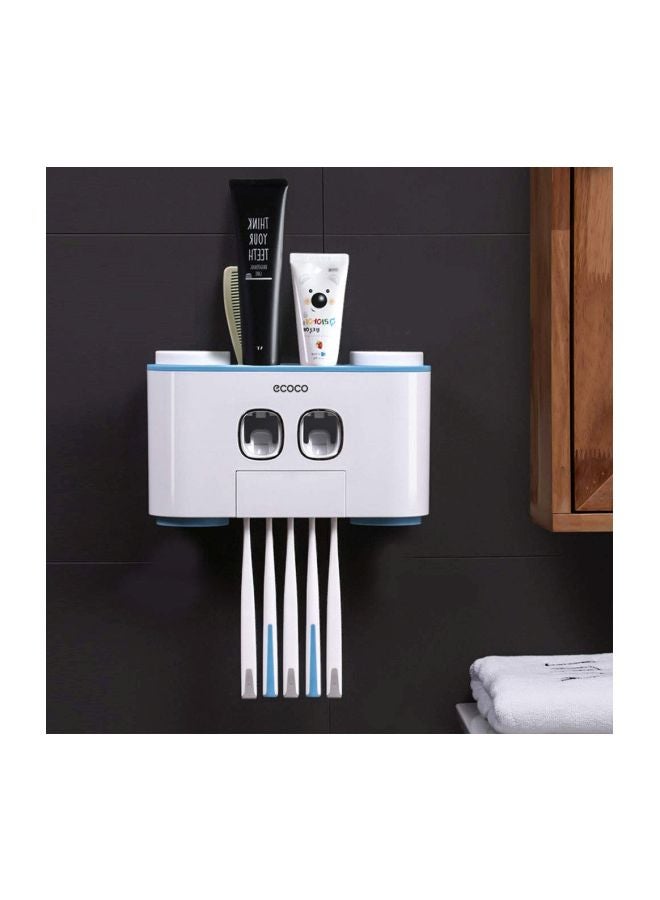 ecoco 2-In-1 Toothpaste Dispenser Toothbrush Holder Blue/White 260x155mm - Image 3