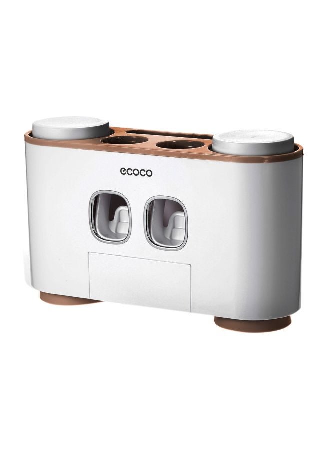 ecoco - Wall Mounted Toothbrush Holder Storage Rack White/Pink 25.4x8.2x15.6centimeter - Image 1