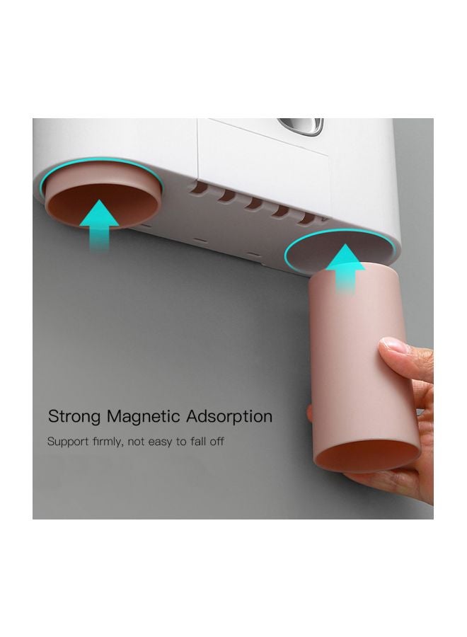 ecoco - Wall Mounted Toothbrush Holder Storage Rack White/Pink 25.4x8.2x15.6centimeter - Image 1