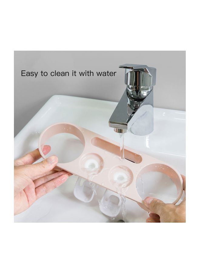ecoco - Wall Mounted Toothbrush Holder Storage Rack White/Pink 25.4x8.2x15.6centimeter - Image 1