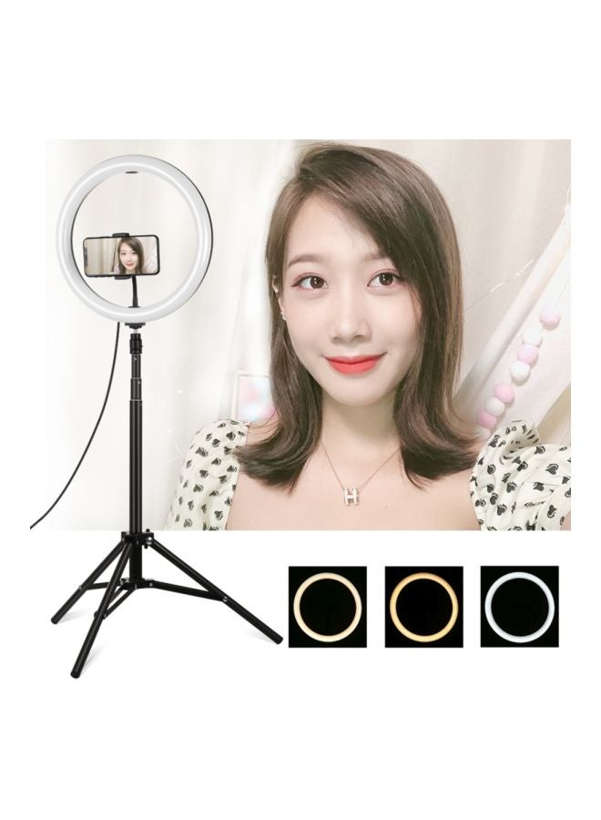 PULUZ - 12 Inch Dimmable LED Photography Ring Light With Tripod Light Stand Black - Image 1