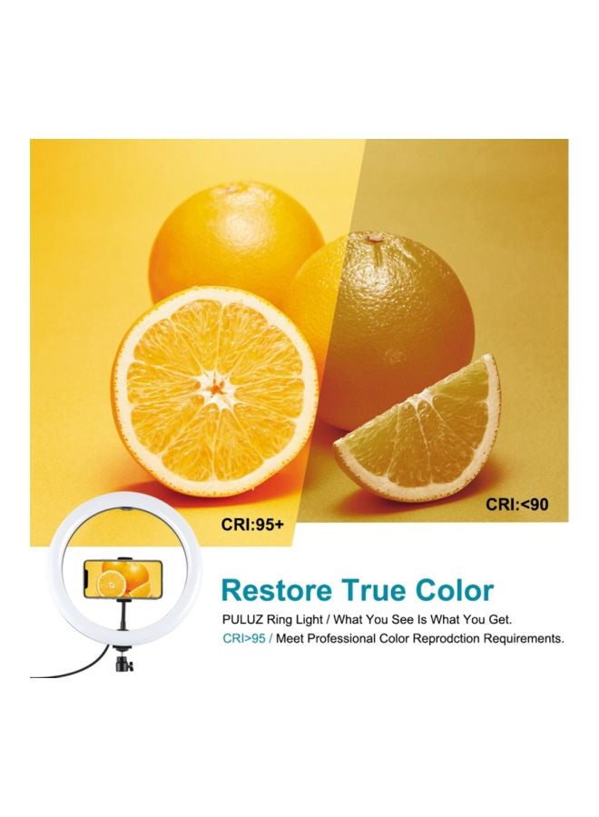 PULUZ - 12 Inch Dimmable LED Photography Ring Light With Tripod Light Stand Black - Image 1