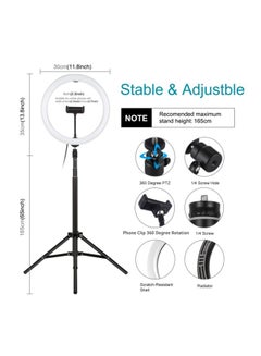 12 Inch Dimmable LED Photography Ring Light With Tripod Light Stand Black - v1591456621/N38506385A_5