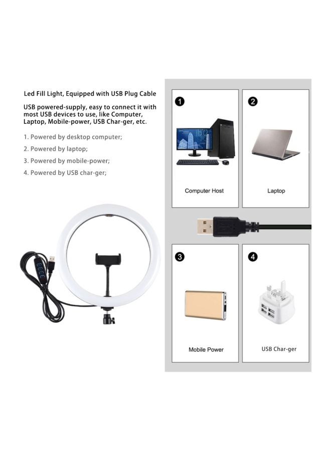 PULUZ - 12 Inch Dimmable LED Photography Ring Light With Tripod Light Stand Black - Image 1