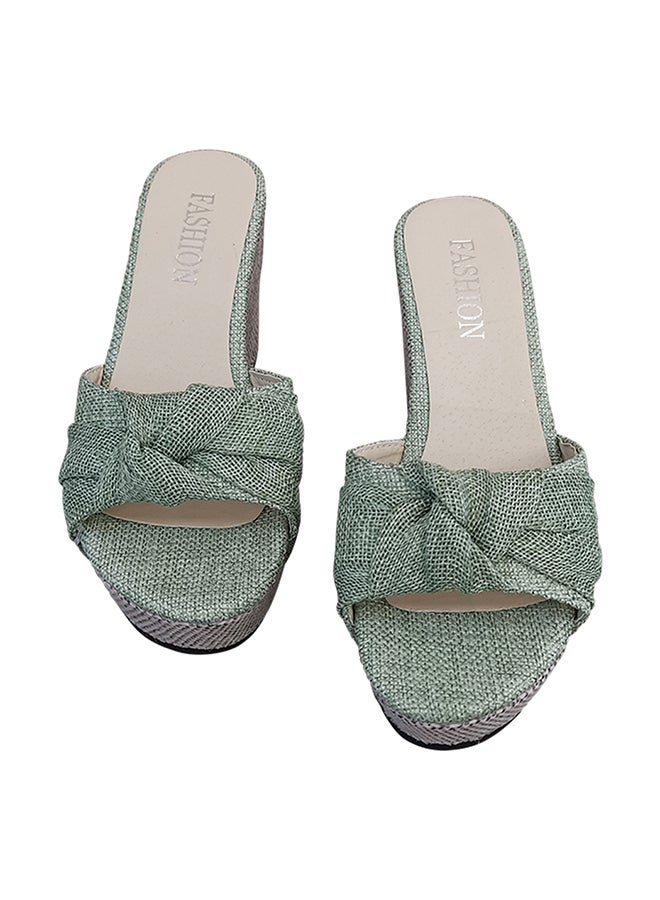 Casual Wedge Sandals Green/Beige - Image 1
