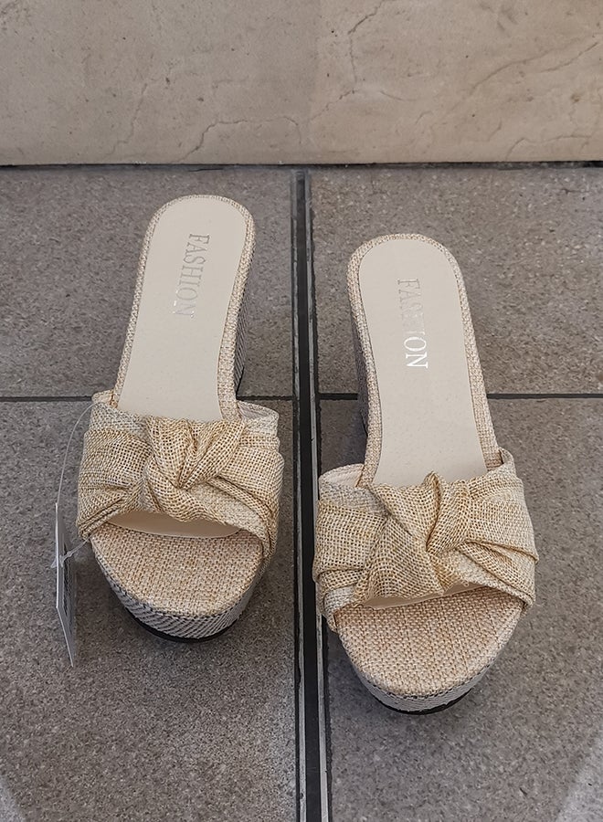 Casual Wedge Sandals Beige - Image 4
