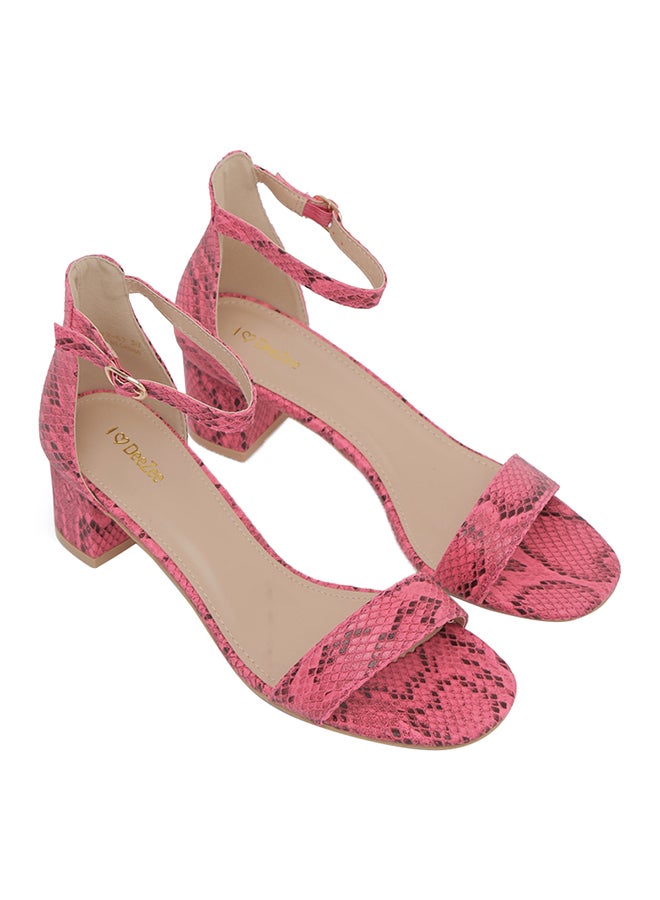 Deezee - Snake Printed Slingback Sandals Pink - Image 1