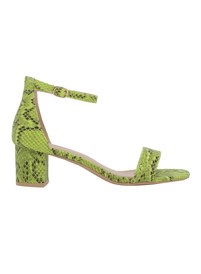 Deezee - Snake Printed Slingback Sandals Green - Image 1