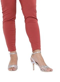 Metallic Ankle Strap Dress Sandals Silver